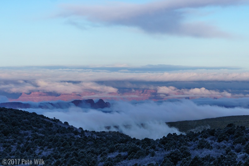 Sunrise with an undercast down in the desert.