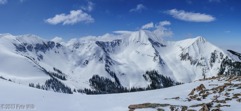 Panoramic of Mt. Tuk and the other 12,000 peaks that form the Gold Basin.