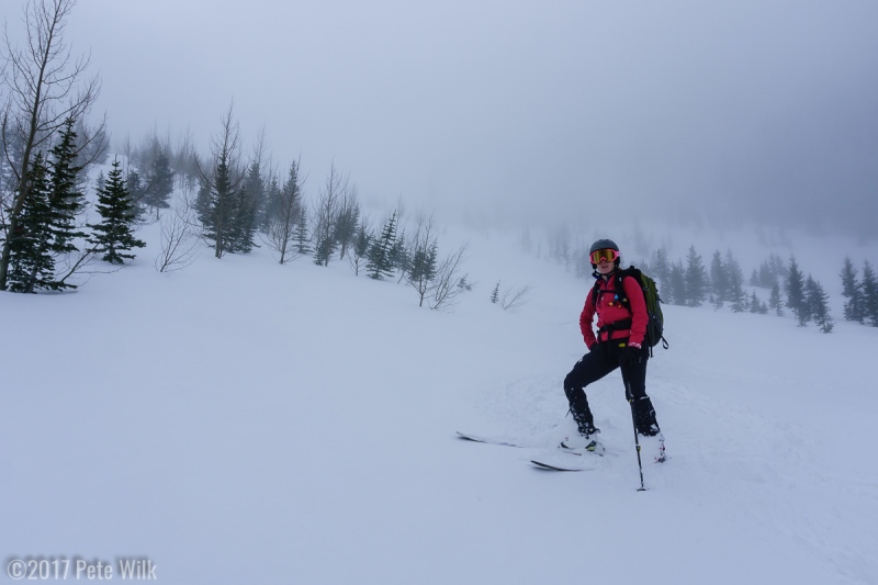 About 90 seconds after taking the photo of our tracks in the sun it completely socked in.