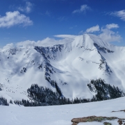 Panoramic of Mt. Tuk and the other 12,000 peaks that form the Gold Basin.