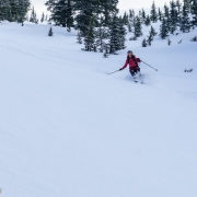 We opted for a run called the Funnel and it was fabulous.  First tracks and soft snow.