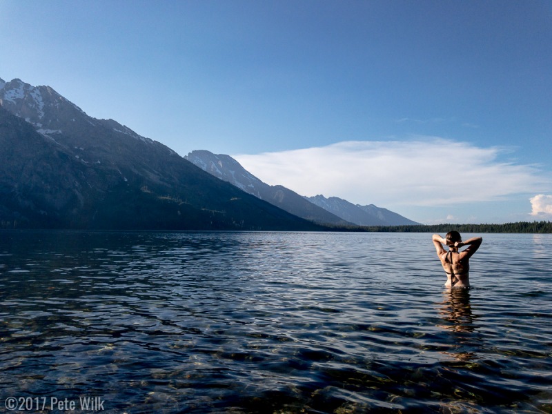 We took a tourist day and didn't do much but did get a late day dip in Jenny Lake to cool off and wash off.