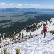 Carly slogging up the snow before we put on crampons.