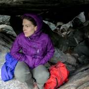 Many if not most of the hikers who were walking by us were underdressed but didn't think to take cover under the boulder we found.