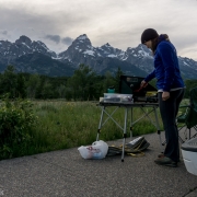 Making dinner with a view.