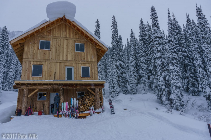 View of the lodge from the landing pad. Note the huge roof cornice which thankfully did not drop while we were there.