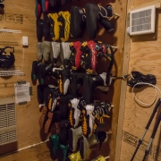 The cabin, depsite being in its first season of operation, was quite plush. Here's the boot drying rig.