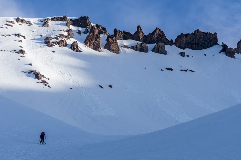 A little below Helen Lake.  We skinned up to here, but found it easier, even with ski crampons, to boot from here up.