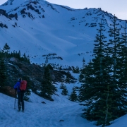 Starting the day working our way up the Avalanche Gulch.