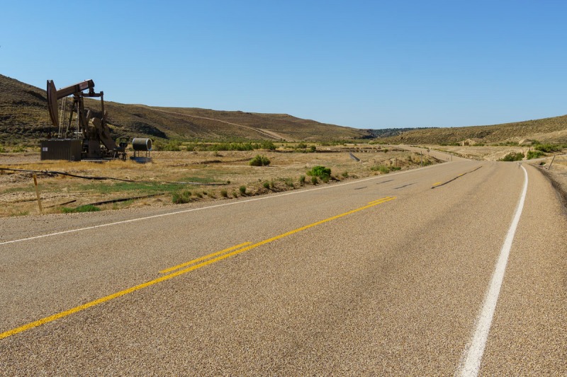 Fabulous road in the middle of nowhere.  Too bad the scenery was marred by the oil extraction.