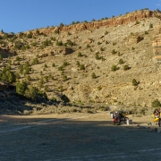 Making camp at the end of a long day of riding.