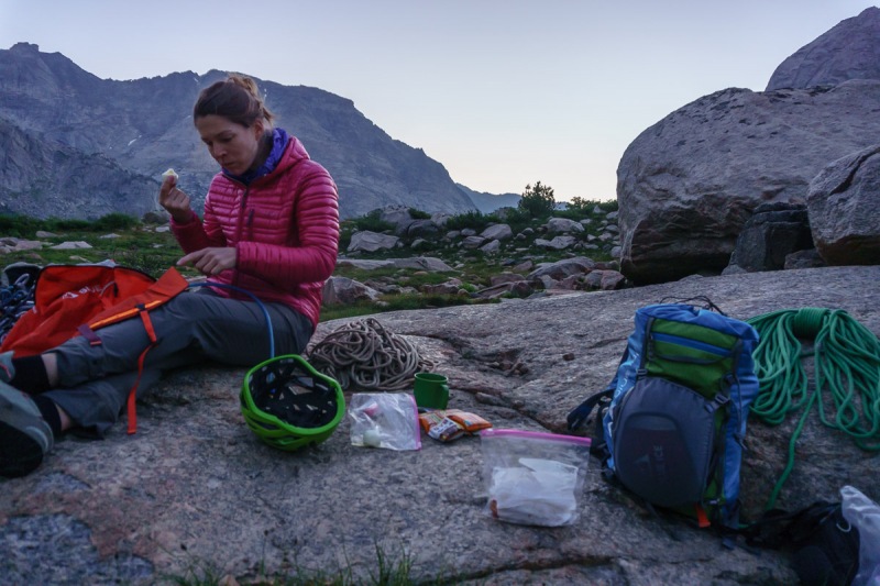 Breakfast before our Wolf\'s Head climb.