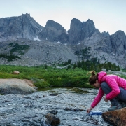 Collecting water in the Cirque of the Towers is pretty easy.