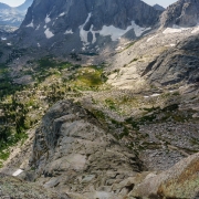 High up the South Buttress of Pingora (5.8).