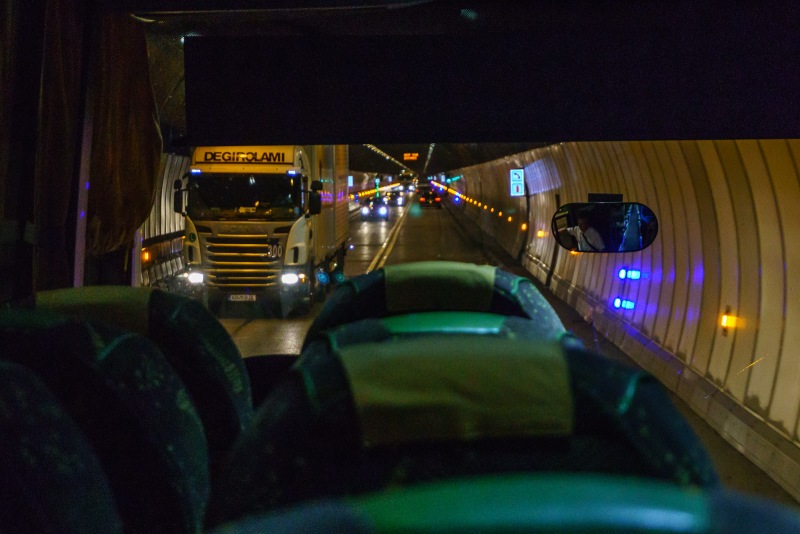 Heading through the Mont Blanc tunnel.