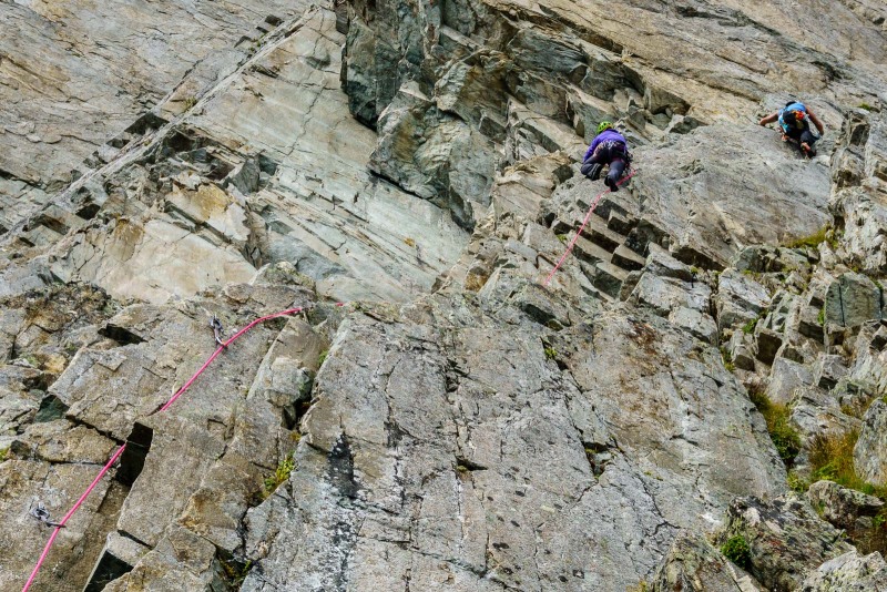 Between Matt, Carly and I we all got two pitches of leads.  Carly leading up.  It was a busy day on the route, but all moved nicely.