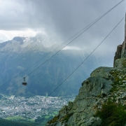 View of the cable car just at the rain started to come in.