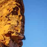 Jeremy pulling through the roof on Side Effects (5.10d).