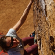 Dana zeroing in on the key jug.
