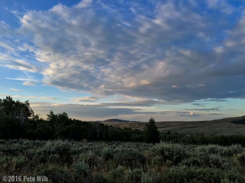 Sunrise clouds from our intermediate camping spot a dozen or so miles from the Big Sandy Trailhead.