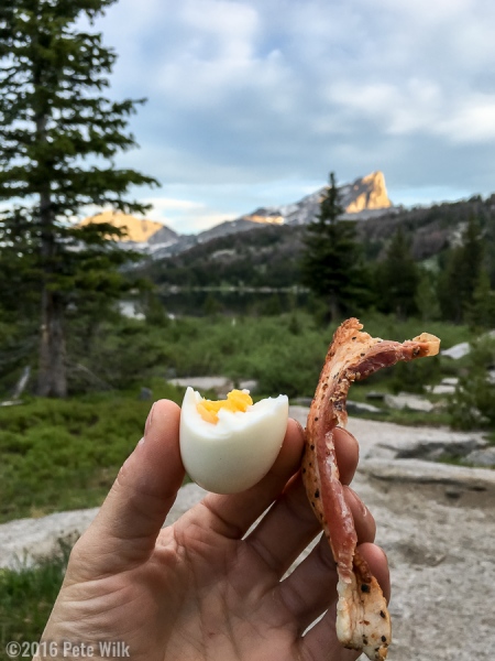 Awesome egg and bacon breakfast that we had pre-cooked and packed in.