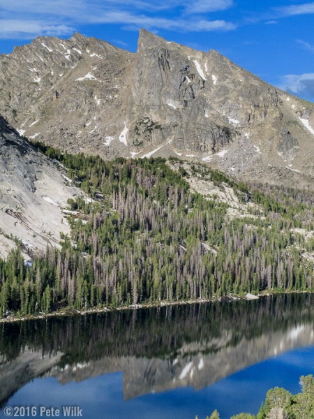 While the lake is calm, it was very windy on the shoulder of Haystack while we approached our objective.