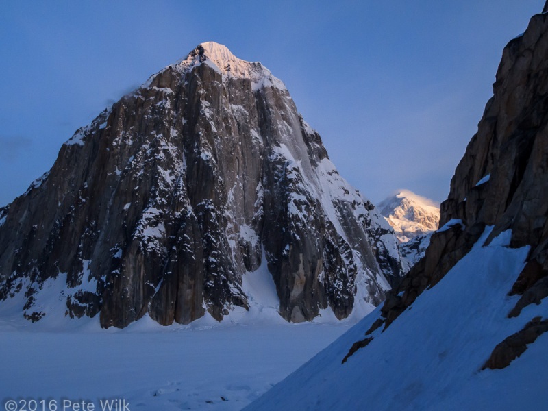 Mt. Dickey looking large compared to Denali to the right.