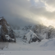 Sunrise through the clearing clouds.  We got a bit of snow on the first night.