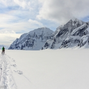 Skiing around on the second day for recon.