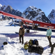 We called for a pick up about a week early.  Paul was early on pick up day and helped save us a long walk to the plane by landing basically in our camp.  The left wing tip is overhanging our camp.  Friends and super-couple Kim and Andy headed out with us.