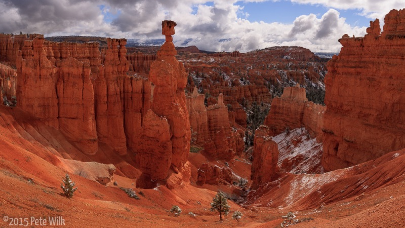 The trail wound its way through the fins of rock down slope.