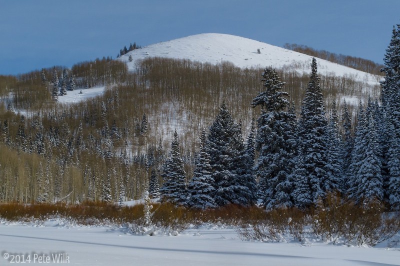 The objective.  Well at least the one we picked after we saw it.  We started mid way up the upper section above treeline and came through the open patch in the woods on the left.