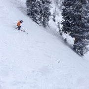 Carly ripping it through the powder on Christmas Day at Snowbird.