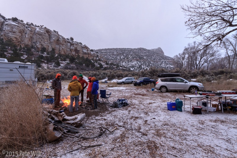 Back at camp.  A snow storm rolled through and left a dusting.  Matt, Carley and I decided we didn't like the prospects of the weather for the remainder of the weekend so we headed back to SLC.