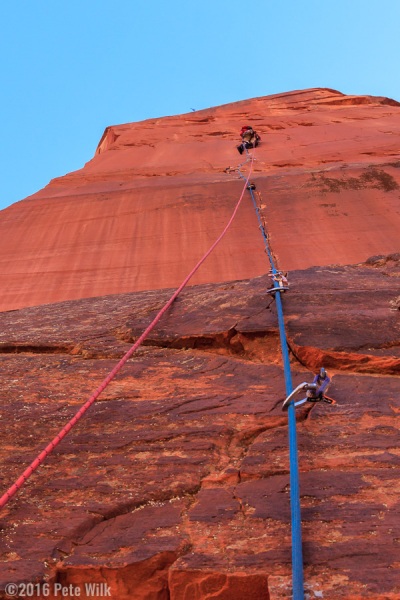 More thin aiding on the long overhanging pitch 7.