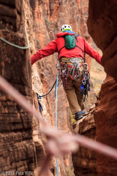 We anticipated rapping off another route from the bivy ledge, but it didn't prove to look appealing.