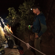 The bivy ledge has a grill which someone brought up at some point.  It is secured to the rock with an old ice screw.  How often do you get the chance to grill steaks on a big-wall?