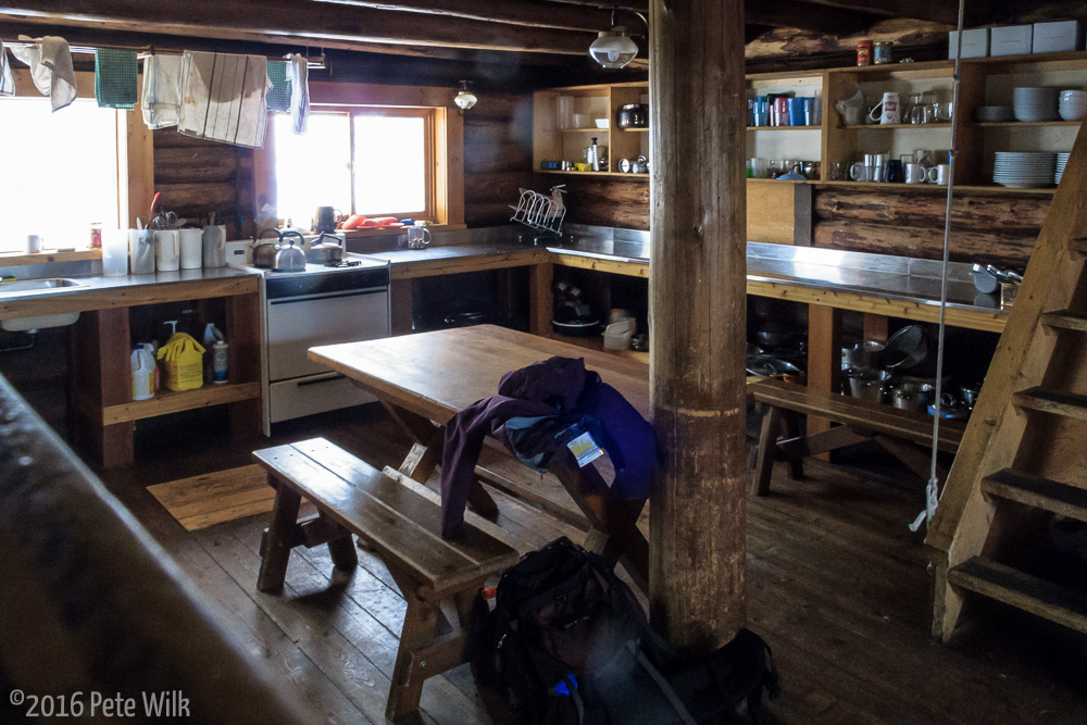 The kitchen area of the Wheeler Cabin.  There is a mirror image of this behind me.  Very well stocked kitchen.