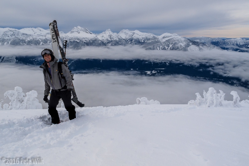 Drew making it up the final steps to the sub-peak.  This is the highest within the resort boundaries.