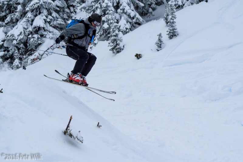 Airtime for Drew in the sidecountry.