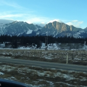 Headed into Canmore from Calgary.  Mt. Yamnuska is the obvious cliff.