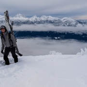 Drew making it up the final steps to the sub-peak.  This is the highest within the resort boundaries.