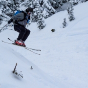 Airtime for Drew in the sidecountry.