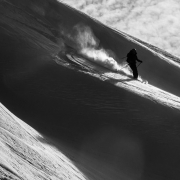 Christina making tracks in the fresh stuff.