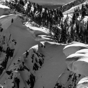 More big cornices hanging over Wolverine Cirque.