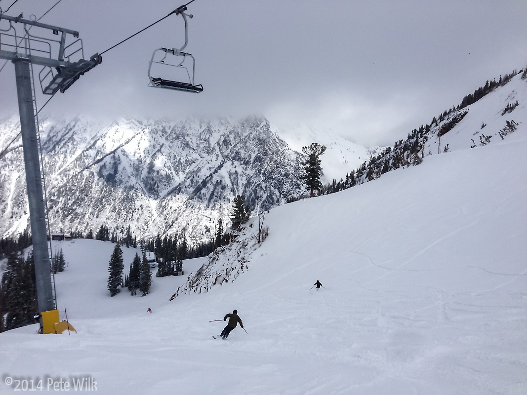 Late spring storm clearing in the Wasatch.  Fresh ungroomed powder turns top to bottom.