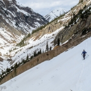 Aaron making his way across a snowfield.