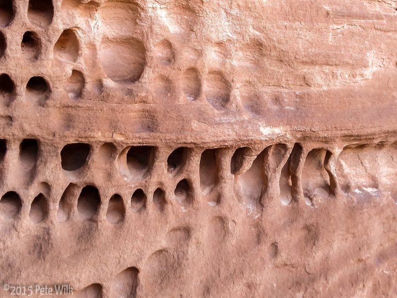 Interesting errosion features at the base of the wall.