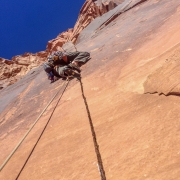 New routing on Matt's route Misfire (5.11-) on the Jacob Dylan Wall.