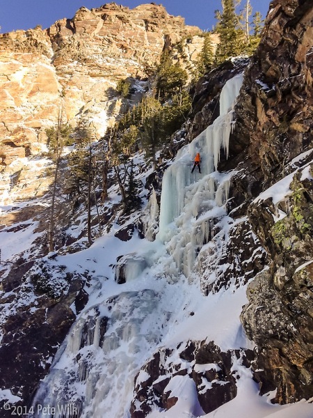 Matt\'s turn with Eric belaying from the top.